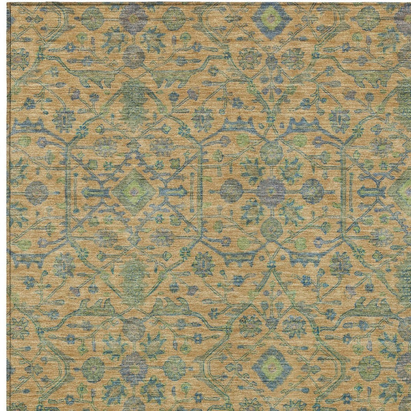 HomeRoots 5' Vibrant Floral Area Rug in Orange, Blue, and Green – Durable, Washable for Indoor & Outdoor Use 5' X 8' 604626