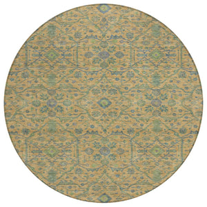 HomeRoots 5' Vibrant Floral Area Rug in Orange, Blue, and Green – Durable, Washable for Indoor & Outdoor Use 8' Round 604627
