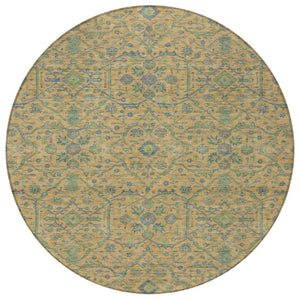 HomeRoots 5' Vibrant Floral Area Rug in Orange, Blue, and Green – Durable, Washable for Indoor & Outdoor Use 8' Round 604627