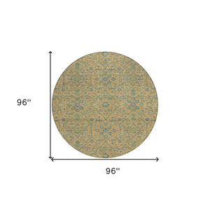 HomeRoots 5' Vibrant Floral Area Rug in Orange, Blue, and Green – Durable, Washable for Indoor & Outdoor Use 8' Round 604627