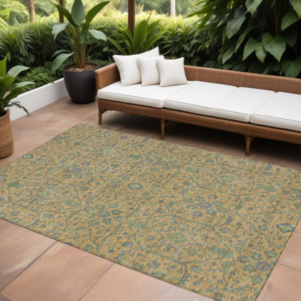 HomeRoots 5' Vibrant Floral Area Rug in Orange, Blue, and Green – Durable, Washable for Indoor & Outdoor Use 8' X 10' 604628
