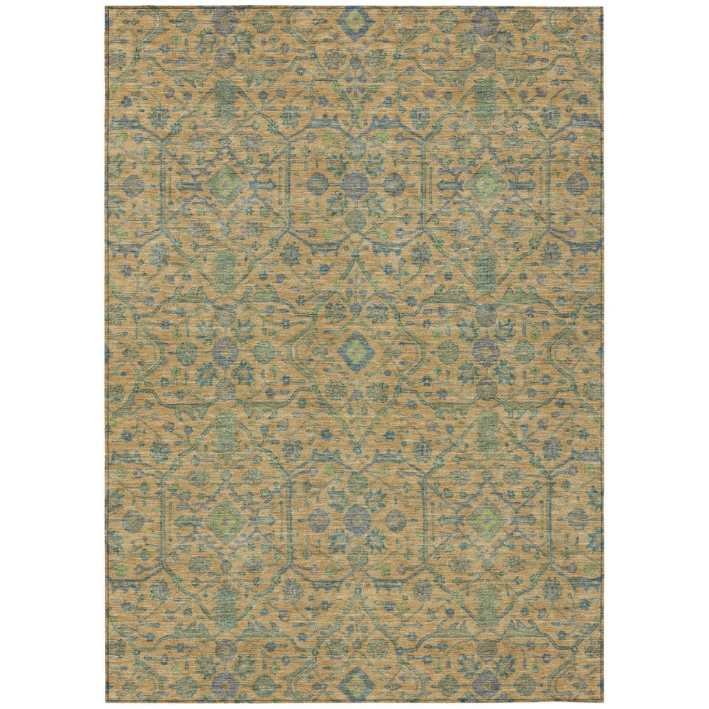 HomeRoots 5' Vibrant Floral Area Rug in Orange, Blue, and Green – Durable, Washable for Indoor & Outdoor Use 10' X 14' 604630