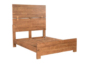HomeRoots Brown Live Edge Solid Acacia Queen Bed Frame – Handcrafted Rustic Charm with Unique Mid-Split Headboard 604631
