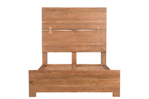 HomeRoots Brown Live Edge Solid Acacia Queen Bed Frame – Handcrafted Rustic Charm with Unique Mid-Split Headboard 604631