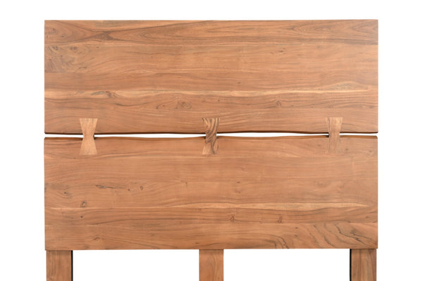 HomeRoots Brown Live Edge Solid Acacia Queen Bed Frame – Handcrafted Rustic Charm with Unique Mid-Split Headboard 604631