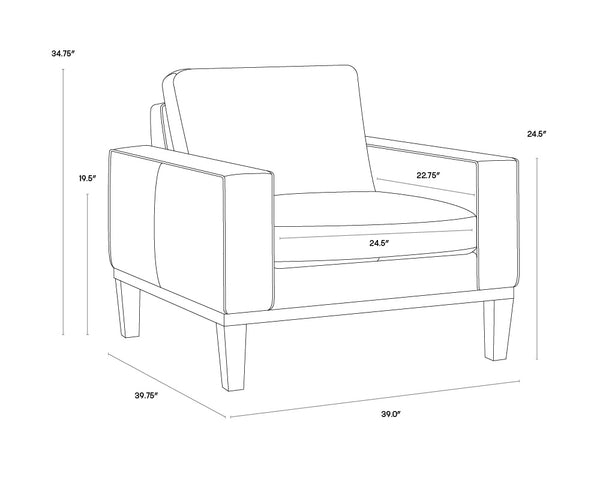 Sunpan Davilo Armchair - Luxurious Light Grey Italian Leather With Dark Beech Wood Legs For Ultimate Comfort Grey Leather 108994