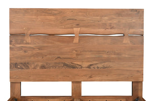 HomeRoots Brown Live Edge Queen Bed Frame - Handcrafted Solid Acacia Wood with Artisanal Bow Joint Design 604632