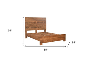 HomeRoots Brown Live Edge Queen Bed Frame - Handcrafted Solid Acacia Wood with Artisanal Bow Joint Design 604632