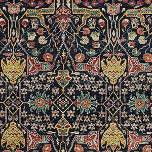 HomeRoots 5' Black Red Gold Floral Washable Area Rug for Indoor Outdoor Use - Durable, Elegant, Easy Care 5' X 8' 604636