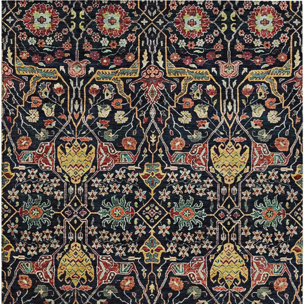 HomeRoots 9' X 12' Bold Black Red Gold Floral Area Rug - Durable, Washable, Indoor/Outdoor Style for Any Space 604639