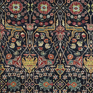 HomeRoots 5' Black Red Gold Floral Washable Area Rug for Indoor Outdoor Use - Durable, Elegant, Easy Care 10' X 14' 604640