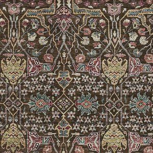 HomeRoots 5' Elegant Floral Indoor Outdoor Area Rug in Chocolate, Red, and Gold - Durable, Washable Design 5' X 8' 604642