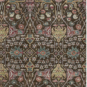 HomeRoots 5' Elegant Floral Indoor Outdoor Area Rug in Chocolate, Red, and Gold - Durable, Washable Design 8' X 10' 604644