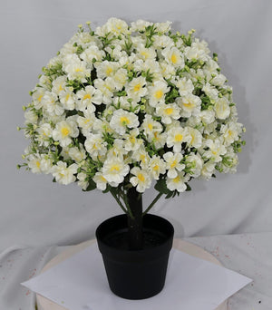 English Elm 24-inch Faux Snow Lotus Potted Arrangement Uv Resistant Lifelike Floral Set of Two Green,White W2945P458455