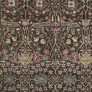 HomeRoots 9' X 12' Floral Area Rug in Chocolate, Red & Gold - Washable, Durable for Indoor/Outdoor Use! 604645