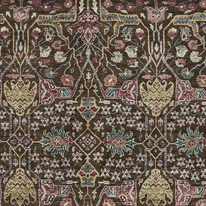 HomeRoots 5' Elegant Floral Indoor Outdoor Area Rug in Chocolate, Red, and Gold - Durable, Washable Design 10' X 14' 604646