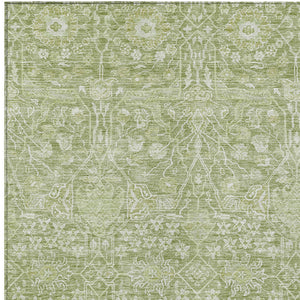 Homeroots 3' Artichoke Green And Ivory Floral Area Rug – Stylish, Washable, Indoor/Outdoor Design For Any Space 3' X 5' Polyester 604653