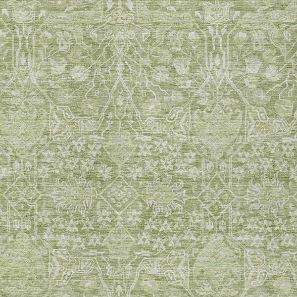 Homeroots 3' Artichoke Green And Ivory Floral Area Rug – Stylish, Washable, Indoor/Outdoor Design For Any Space 5' X 8' Polyester 604654