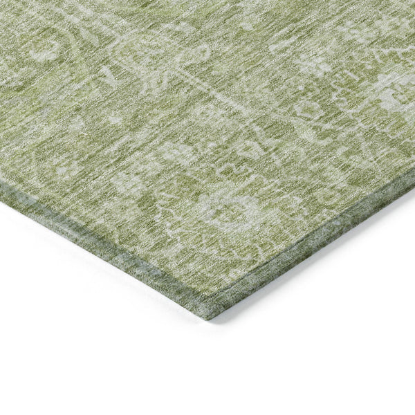 Homeroots 3' Artichoke Green And Ivory Floral Area Rug – Stylish, Washable, Indoor/Outdoor Design For Any Space 8' Round Polyester 604655