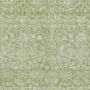 Homeroots 3' Artichoke Green And Ivory Floral Area Rug – Stylish, Washable, Indoor/Outdoor Design For Any Space 8' X 10' Polyester 604656