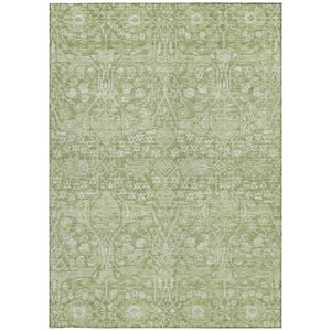 Homeroots 3' Artichoke Green And Ivory Floral Area Rug – Stylish, Washable, Indoor/Outdoor Design For Any Space 9' X 12' Polyester 604657