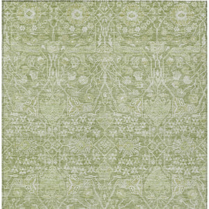 Homeroots 3' Artichoke Green And Ivory Floral Area Rug – Stylish, Washable, Indoor/Outdoor Design For Any Space 10' X 14' Polyester 604658