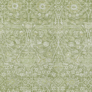 Homeroots 3' Artichoke Green And Ivory Floral Area Rug – Stylish, Washable, Indoor/Outdoor Design For Any Space 10' X 14' Polyester 604658