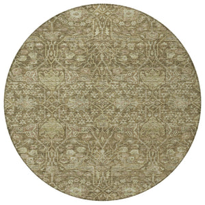 Homeroots 3' Artichoke Green And Ivory Floral Area Rug – Stylish, Washable, Indoor/Outdoor Design For Any Space 8' Round Polyester 604661