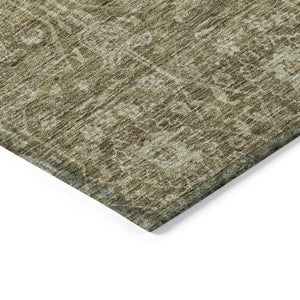Homeroots 3' Artichoke Green And Ivory Floral Area Rug – Stylish, Washable, Indoor/Outdoor Design For Any Space 8' X 10' Polyester 604662