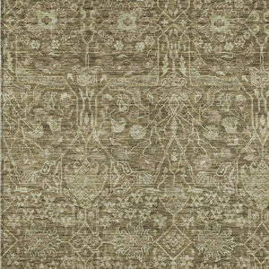 Homeroots 3' Artichoke Green And Ivory Floral Area Rug – Stylish, Washable, Indoor/Outdoor Design For Any Space 8' X 10' Polyester 604662