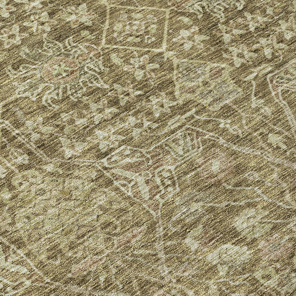 Homeroots 3' Artichoke Green And Ivory Floral Area Rug – Stylish, Washable, Indoor/Outdoor Design For Any Space 8' X 10' Polyester 604662