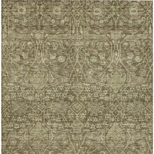 Homeroots 3' Artichoke Green And Ivory Floral Area Rug – Stylish, Washable, Indoor/Outdoor Design For Any Space 9' X 12' Polyester 604663