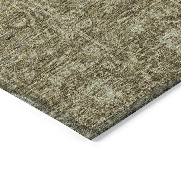 Homeroots 3' Artichoke Green And Ivory Floral Area Rug – Stylish, Washable, Indoor/Outdoor Design For Any Space 9' X 12' Polyester 604663