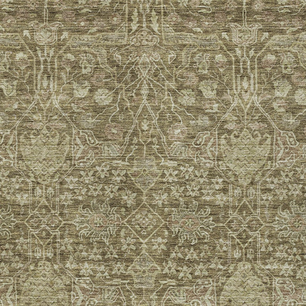 Homeroots 3' Artichoke Green And Ivory Floral Area Rug – Stylish, Washable, Indoor/Outdoor Design For Any Space 10' X 14' Polyester 604664
