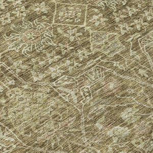 Homeroots 3' Artichoke Green And Ivory Floral Area Rug – Stylish, Washable, Indoor/Outdoor Design For Any Space 10' X 14' Polyester 604664