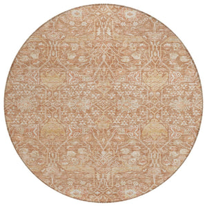 HomeRoots 5' Coral and Ivory Floral Area Rug – Durable, Washable, Perfect for Indoor and Outdoor Spaces! 8' Round 604667