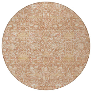 Homeroots 3' Artichoke Green And Ivory Floral Area Rug – Stylish, Washable, Indoor/Outdoor Design For Any Space 8' Round Polyester 604667