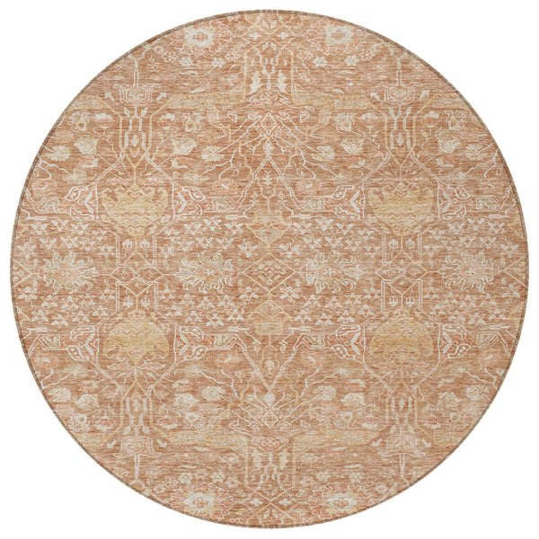Homeroots 3' Artichoke Green And Ivory Floral Area Rug – Stylish, Washable, Indoor/Outdoor Design For Any Space 8' Round Polyester 604667