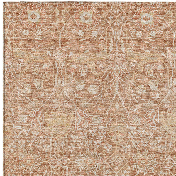 Homeroots 3' Artichoke Green And Ivory Floral Area Rug – Stylish, Washable, Indoor/Outdoor Design For Any Space 8' X 10' Polyester 604668