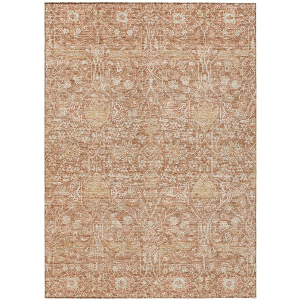 HomeRoots 9' Coral and Ivory Floral Washable Area Rug – Durable Indoor/Outdoor Design for High-Traffic Spaces 604669