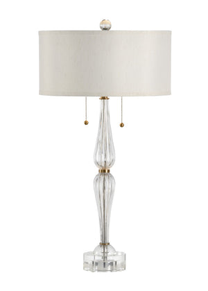 Wildwood Naomi Crystal Table Lamp With Polished Brass, Hourglass Silhouette & Beige Silkette Shade, Dual Pull-Chain Lighting 60467