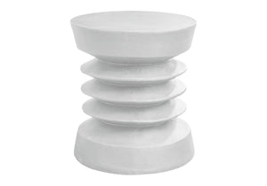English Elm Accent Table Round Matte Finish Weather Resistant Magnesium Oxide Indoor Outdoor Side White B2710P461680