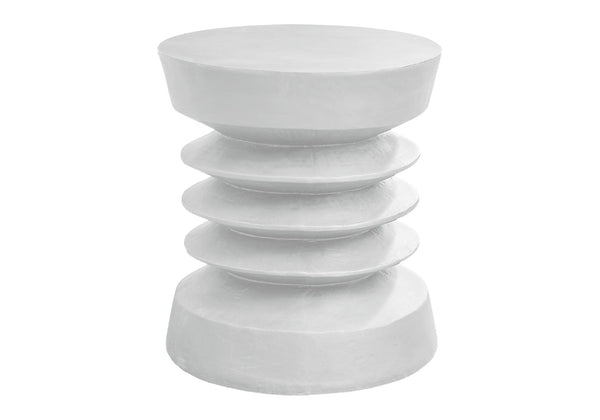 English Elm Accent Table Round Matte Finish Weather Resistant Magnesium Oxide Indoor Outdoor Side White B2710P461680