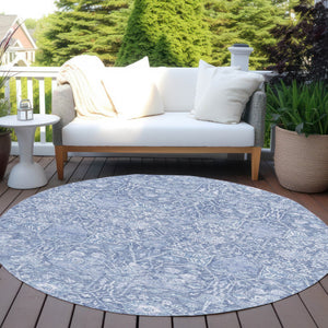 Homeroots 3' Artichoke Green And Ivory Floral Area Rug – Stylish, Washable, Indoor/Outdoor Design For Any Space 8' Round Polyester 604673