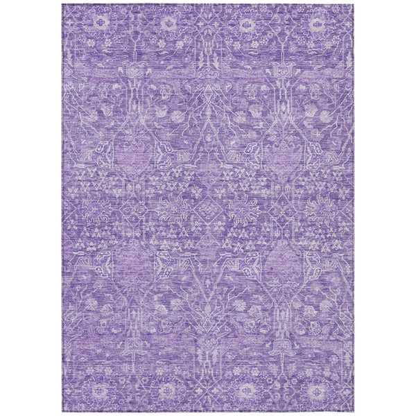 HomeRoots 9' X 12' Elegant Plum & Lavender Floral Washable Area Rug for Indoor & Outdoor High Traffic Use 604681