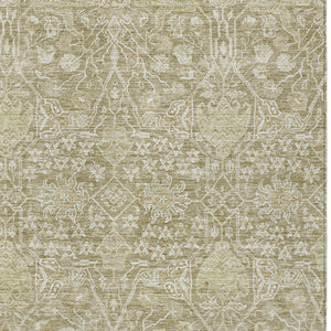 Homeroots 3' Artichoke Green And Ivory Floral Area Rug – Stylish, Washable, Indoor/Outdoor Design For Any Space 5' X 8' Polyester 604684