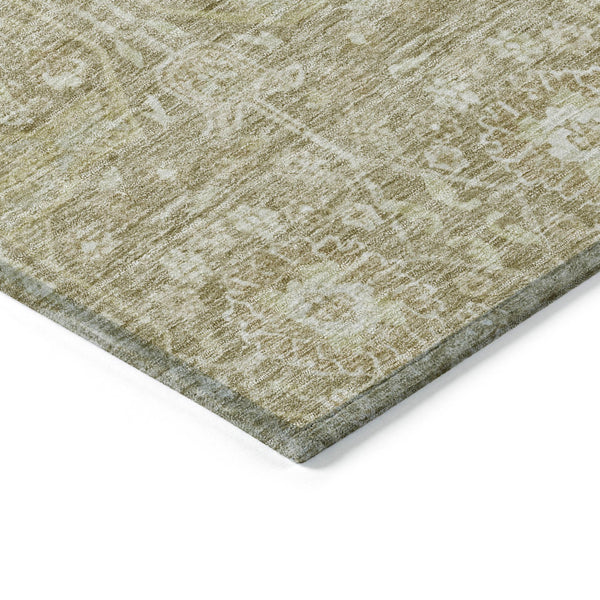 Homeroots 3' Artichoke Green And Ivory Floral Area Rug – Stylish, Washable, Indoor/Outdoor Design For Any Space 8' Round Polyester 604685