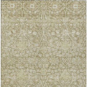 Homeroots 3' Artichoke Green And Ivory Floral Area Rug – Stylish, Washable, Indoor/Outdoor Design For Any Space 8' X 10' Polyester 604686