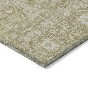 Homeroots 3' Artichoke Green And Ivory Floral Area Rug – Stylish, Washable, Indoor/Outdoor Design For Any Space 8' X 10' Polyester 604686