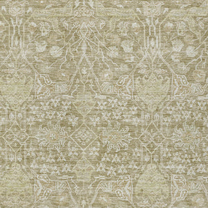 Homeroots 3' Artichoke Green And Ivory Floral Area Rug – Stylish, Washable, Indoor/Outdoor Design For Any Space 8' X 10' Polyester 604686